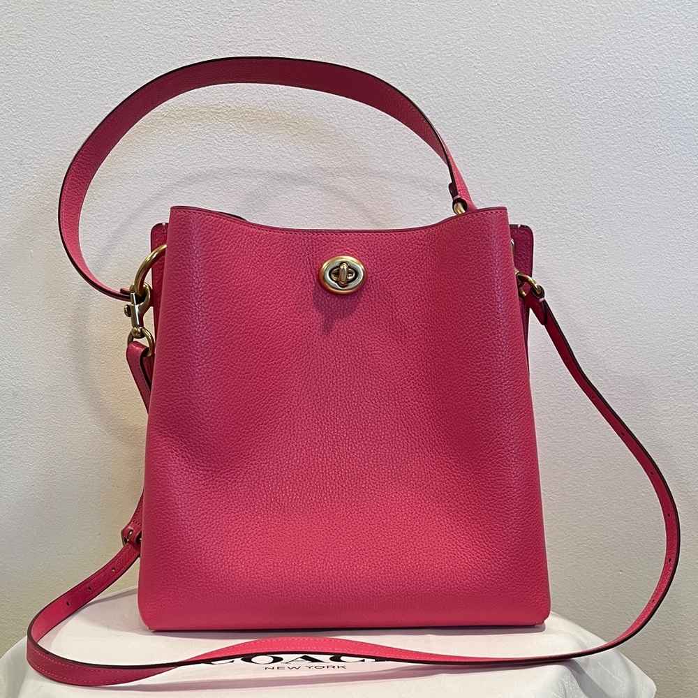 Coach Charlie Bucket Bag Confetti Pink 2-way Shoulder Crossbody Bag Leather